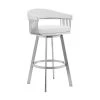 Chelsea 38 in. White Standard Back Stainless Steel 30 in. Bar Stool with Faux Leather Seat by Armen Living -Armen Living Online Shop white armen living bar stools lccsbabswh30 64 1000