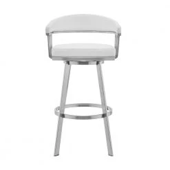 Chelsea 38 in. White Standard Back Stainless Steel 30 in. Bar Stool with Faux Leather Seat by Armen Living 14 Chelsea 38 in. White Standard Back Stainless Steel 30 in. Bar Stool with Faux Leather Seat by Armen Living -Armen Living Online Shop white armen living bar stools lccsbabswh30 c3 1000