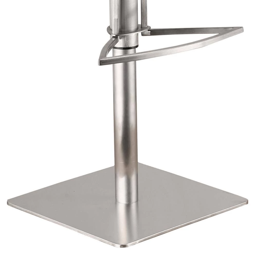 Haddy Adjustable Brushed Stainless Steel Bar Stool in White Faux Leather with Walnut Back by Armen Living 7 Haddy Adjustable Brushed Stainless Steel Bar Stool in White Faux Leather with Walnut Back by Armen Living - Image 5