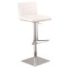 Haddy Adjustable Brushed Stainless Steel Bar Stool in White Faux Leather with Walnut Back by Armen Living -Armen Living Online Shop white brushed stainless steel armen living bar stools 721535687183 64 1000