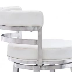 Rayner Contemporary 26 in. Counter Height in Brushed Stainless Steel Finish and White Faux Leather Bar Stool by Armen Living 15 Rayner Contemporary 26 in. Counter Height in Brushed Stainless Steel Finish and White Faux Leather Bar Stool by Armen Living -Armen Living Online Shop white brushed stainless steel armen living bar stools 721535738212 44 1000