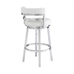 Rayner Contemporary 26 in. Counter Height in Brushed Stainless Steel Finish and White Faux Leather Bar Stool by Armen Living 13 Rayner Contemporary 26 in. Counter Height in Brushed Stainless Steel Finish and White Faux Leather Bar Stool by Armen Living -Armen Living Online Shop white brushed stainless steel armen living bar stools 721535738212 4f 1000