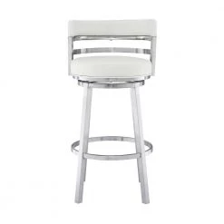 Rayner Contemporary 26 in. Counter Height in Brushed Stainless Steel Finish and White Faux Leather Bar Stool by Armen Living 12 Rayner Contemporary 26 in. Counter Height in Brushed Stainless Steel Finish and White Faux Leather Bar Stool by Armen Living -Armen Living Online Shop white brushed stainless steel armen living bar stools 721535738212 c3 1000