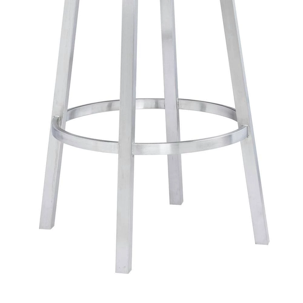 Rayner Contemporary 26 in. Counter Height in Brushed Stainless Steel Finish and White Faux Leather Bar Stool by Armen Living 9 Rayner Contemporary 26 in. Counter Height in Brushed Stainless Steel Finish and White Faux Leather Bar Stool by Armen Living - Image 7