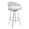 Palmdale 30" Bar Height Swivel White Faux Leather Stool in Brushed Stainless Steel Finish by Armen Living 2 Palmdale 30" Bar Height Swivel White Faux Leather Stool in Brushed Stainless Steel Finish by Armen Living -Armen Living Online Shop white brushed stainless steel armen living bar stools lcvlbabswh30 64 1000