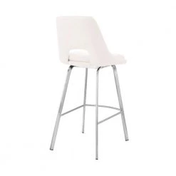 Carise 41 in. Product Height White/Brushed Stainless Steel Faux Leather and High Back Swivel 30" Bar Stool by Armen Living 16 Carise 41 in. Product Height White/Brushed Stainless Steel Faux Leather and High Back Swivel 30" Bar Stool by Armen Living -Armen Living Online Shop white stainless steel armen living bar stools lccababswh30 4f 1000